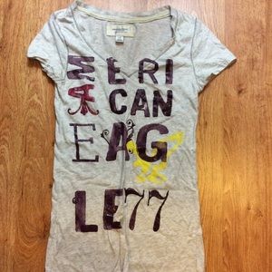 American Eagle V Neck Small Painted Screen Print